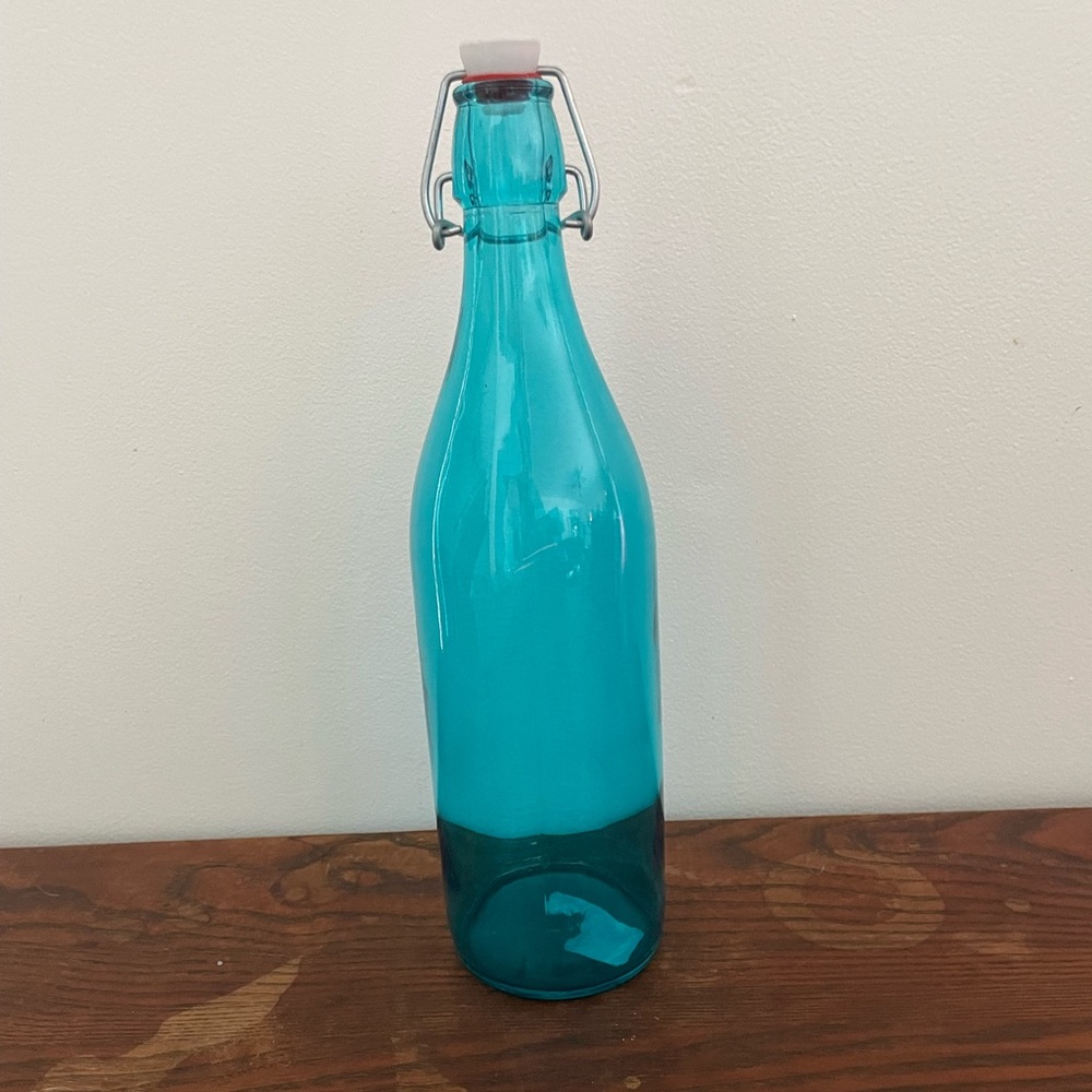 Turquoise Blue Glass Bottle